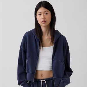 GAP Vintage Soft Terry Navy Women's Zip Sweater